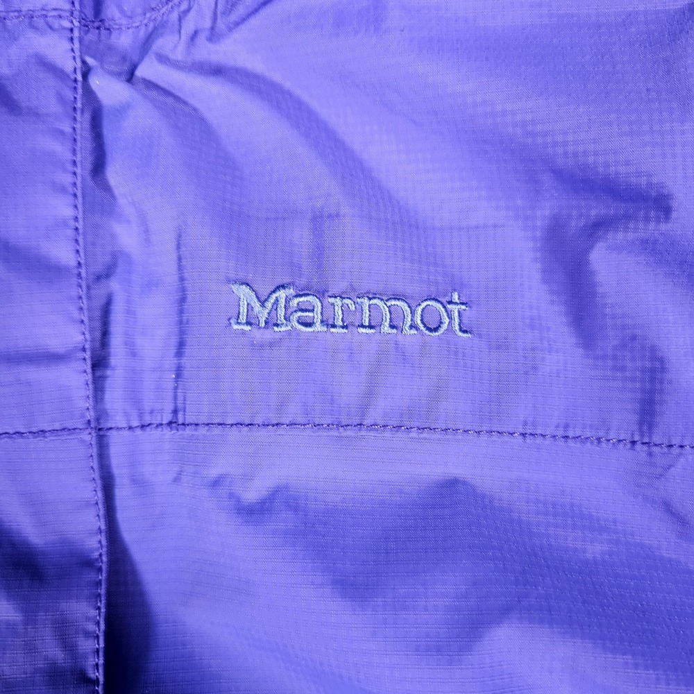 Marmot Rain Jacket Womens Large Purple Hooded Lightweight Outdoor Shell - Picture 2 of 13